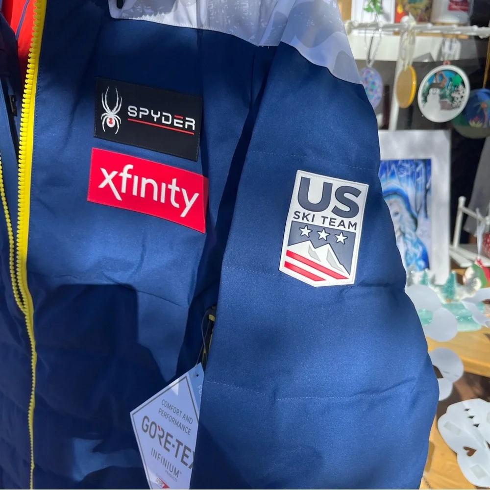 US Ski Team Spyder Rocket GoreTex Infinium Down Jacket Snow Camo Medical Rare L - Picture 10 of 15